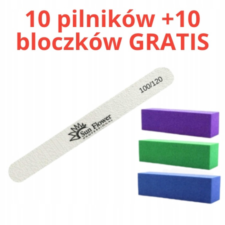 Zestaw 10 pilników prosty biały 100/120 +10 BLOCZKÓW GRATIS!
