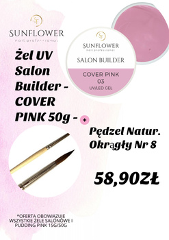 Zestaw Żel UV Salon Builder – Cover Pink 15g + Pędzel