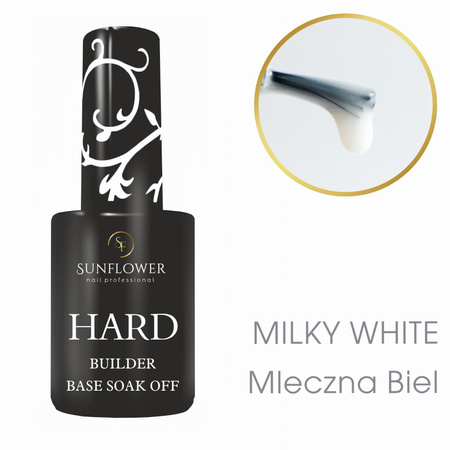 Hard Milky white – Baza Budująca UV/LED Soak Off 15ml, Biała, Profesjonalna