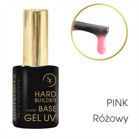 Hard Pink – Baza Budująca UV/LED Soak Off 15ml, Różowa, Profesjonalna