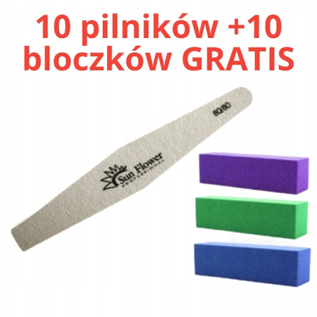 Zestaw 10 pilników diament biały 80/80 +10 BLOCZKÓW GRATIS!