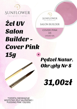 Zestaw Żel UV Salon Builder – Cover Pink 15g + Pędzel