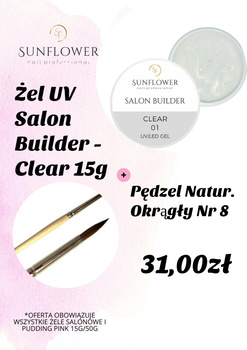 Zestaw Żel UV Salon Builder – Cover Pink 15g + Pędzel