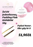 Zestaw Żel UV Jednofazowy Pudding Pink Rainbow 50g + Pędzel