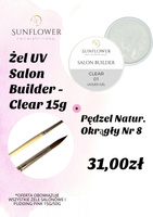 Zestaw Żel UV Salon Builder – Clear 15g + Pędzel