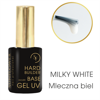 Hard Milky White - Baza  Budująca, Żel UV/Led Soak Off - Mleczna Biel, Biały
